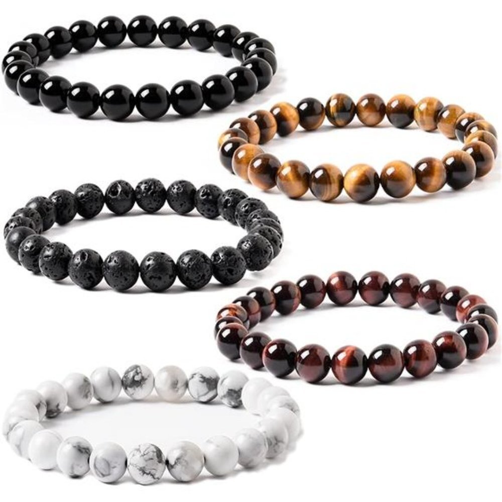 Natural Lava Rock Beads Bracelet, Stretch Elastic Bracelets
